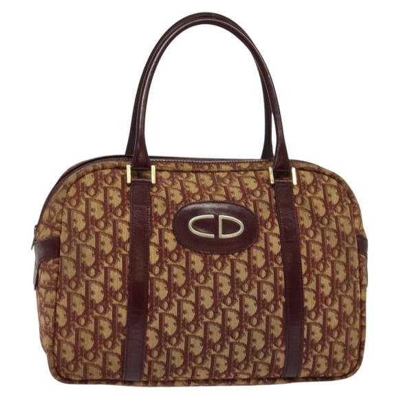 Christian Dior Trotter Canvas Hand Bag Red Gold Auth BA2709 - Picture 1 of 16